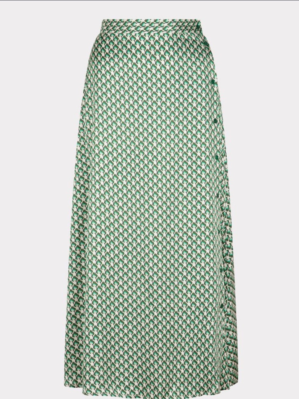 ESQUALO Green Geometric Satin Maxi Skirt
